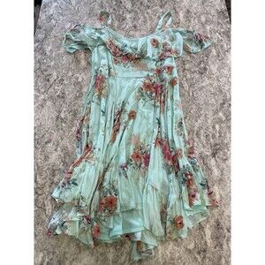 Torrid Floral Off Shoulder Dress Size 0 Teal Boho Cottagecore